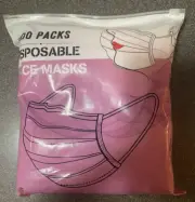 Wecolor 100 Pcs Disposable 3 Ply Earloop Face Masks-Pink