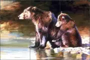 Bear Tile Backsplash Julie T Chapman Animal Art Ceramic Mural RW-JTC007