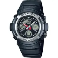 在飛比找ETMall東森購物網優惠-CASIO G-SHOCK 三眼指針雙顯運動腕手錶/黑/AW