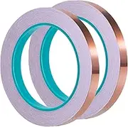(2 pack-0.6cm ) - Bullet Face Copper Foil Tape with Double-sided Conductive (0.6cm X 21.8yards)- EMI Shielding,Stained Glass,Soldering,Electrical Repairs,Slug Repellent,Paper Circuits,Grounding (2 pack-0.6cm )