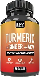 Turmeric and Ginger with Apple Cider Vinegar - Anti-Inflammatory Support - Boost Immunity, Metabolism, and Mobility with 95% Curcuminoids - Bioperine & Curcumin for Enhanced Absorption - 60 Capsules