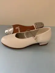 Bloch’s Dancewear Tap-on Juniorr’s White Shoes Size 6 Full Lather Upper And Sole