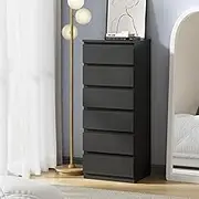 Oikiture Chest of Drawers Bedroom Dresser with 6 Drawers Black