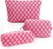 Makeup Bag Cosmetic Bag Set for Girls Women Checkered Travel Organizer Bathroom