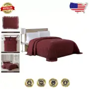Traditional Queen Chenille Bedspread with Medallion Design - Machine Washable