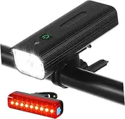 SUPVOX 1 Set Bicycle Light Front Rechargeable Battery Mount Flashlight Waterproof Headlight LED Tail Light Bike Lights for Cycling Tail Lights Aluminum Alloy Black