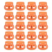 0.8x0.9" Cord Locks, 30 Pack Double Hole Spring End Toggle Stopper, Orange Red