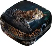 Period Bag,Sanitary Napkin Storage Bag,Animal Portrait Leopard,Tampon Holder for Purse