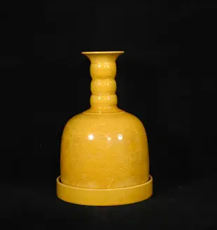 大明弘治年制黃釉雕刻龍紋骰鐘，高22×15厘米3601753