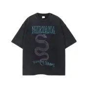 Unisex Washed T-Shirt Oversized Streetwear Nirvana Serve In Servants