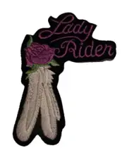 LADY RIDER PATCH WITH ROSE AND FEATHERS - PURPLE - Veteran Owned Business