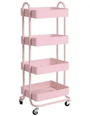 [Levede] 4 Tiers Kitchen Storage Trolley in Pink