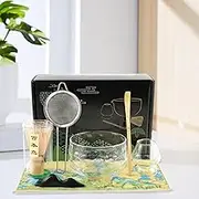 DJAPWPX 7Pcs Matcha Whisk Set Clear Glass Japanese Matcha Tea Set Matcha Making Kit 500ml Matcha Bowl Matcha Whisk Holder Matcha Whisk Matcha Sifter Tea Scoop Scoop Holder for Tea Lovers