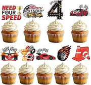 Need Four Speed Birthday Decorations - Rakuto 36PCS Need 4 Speed Cupcake Toppers Bday Decoration Race Car Theme Cupcake Picks Party Decor Supplies