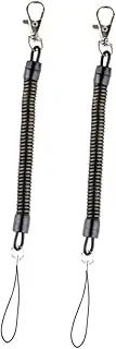 [VALICLUD] 2pcs Retractable Spring Coil Keychain Cord with Snap Hook Elastic Rope for Organizing Keys and Accessories Black Keyring for Men and Women