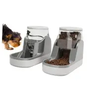 Automatic Dog Feeders Gravity Cat Water and Food Dispenser Set Large Grey