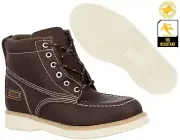Mens Work Boots Lightweight Lace Up Real Leather Slip Resistant Burgundy