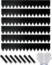 Worth Garden 6-Pack Galvanized Steel Landscape Edging w/Black Powder Coating - L:1M,H:16.5CM, Strips Hammer-in 16-Gauge Metal Edging Border w/ 7 Clips & Gloves - Edge for Lawn Yard (6M Total)