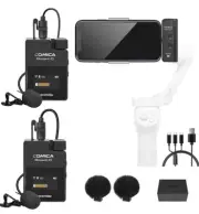 Wireless Lapel Microphone set for iPhone Comica MI2 2.4G For interviews podcast