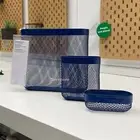 IKEA SKADIS Storage basket, Set of 3, Mesh Blue, Steel, pegboard accessories NEW