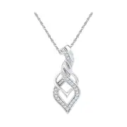 14k White Gold Round Diamond Spade Fashion Pendant 1/6 Cttw