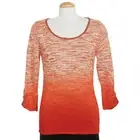 DANA BUCHMAN Chili Red Space Dyed Ombre Beaded Neck Cotton Blend Sweater L $250