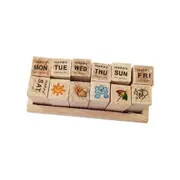 12pcs/set Creative life interesting Weather mood diary decoration Pattern Wooden Stamp Set cut