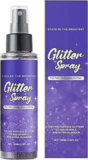 Glitter Spray, Shimmer Sparkling Hairspray, Skin Friendly Formula, Violet, Versatile Shine, Clothes, Face, Hair, Party, Festival, Crafting, Art Decoration for Women, Wife, Mom