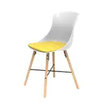 (組合) 特力屋 萊特塑鋼椅 櫸木腳架30MM/白椅背/黃座墊
