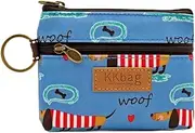 [ERJUR] Small Wallet for Women Men Coin Purse Change Holder Zipper Nylon Coin Purse with Keychain, Dog Blue, Fasion Coin Purse