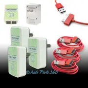 3X 4 USB PORT WALL ADAPTER+3FT CABLE POWER CHARGER RED FOR IPHONE 4S IPOD IPAD