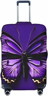 [CADREWY] Cute Purple Butterfly Print Travel Suitcase Cover Luggage Protector with Elastic Anti Scratch for Carry On, Black, Large