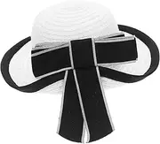 Homoyoyo Mini Straw Hat for Dolls with Lace Bow Realistic Woven Craft Accessory Versatile for Doll Collection Decoration White Rustic Style for Puppet Making and DIY Projects