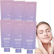 Collagen Overnight Wrapping Peel Off Mask with Brush, Hydrolyzed Collagen & Peptide Formulated for Skin Tightening, Reduces Sagging, Deep Hydration, Elasticity Boosting Firming Facial Mask (6PCS)