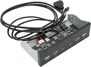 USB3.1 Front Panel, 5Gbps USB3.1 Type C Optical Drive Bit Panel, 6 Ports 19PIN to C Port Front and Back for Desktop Computers, GL3523 Chip. (Optical Drive Position 2U3, 2U2, 2C 19PIN)