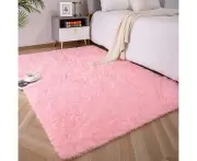 Soft Fluffy Carpets For Bedroom Kids Room Plush Shaggy Baby Rugs Fluffy Carpets For Boys Girls 100*120Cm Pink