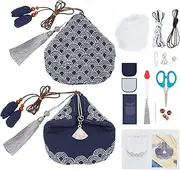 FREEBLOSS Sashiko Coin Purse DIY Kit With Instructions - Japanese Embroidery Bag for Beginners, Girls, Mums Gift - Waves Design, DK-FB0008-21-CA35