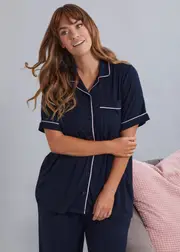 [Taking Shape] Taking Shape Modal Soft Touch Pyjama Top Size 10 in Navy - Plus Size Women's Clothing Navy
