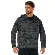 Men's Black Camo Quarter Zip Anorak Parka - Tactical Pullover Jacket With Hood