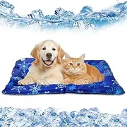 MITAIKO Dog Cooling Mat, Pet Ice Cooling Pad Sleep Bed [60x50cm / 20"x24"] - Water Filled - Tear & Scratch Resistant for Dogs & Cats, for Pets Sofa & Crate to Keep Cool & Calm Sleep in Summer, Blue