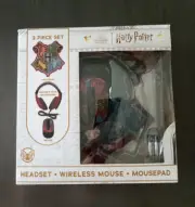 NEW-Harry Potter Headset with Microphone, Wireless Mouse & Mousepad Tech Bundle