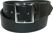 [Boston Leather] Men's Leather Garrison Belt with Hidden Elastic Stretch