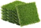 1.57" H Interlocking Artificial Grass Tiles, 12" X 12" 6 Pcs Fake Grass Deck Tur