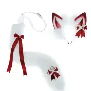 2piece Lovely Plush Tail Ears Headband for Party Costume Halloween for Adult