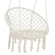 ToolCat Porch Swing 24" 1-Person Chic Hammock Chair Rope Cotton Metal White