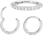 [365 Sleepers] 16G Surgical Steel 7mm - 14mm Gem Hinged Segment Lip Nose Ring Helix Tragus Septum Sleeper Earring Body Piercing Jewellery