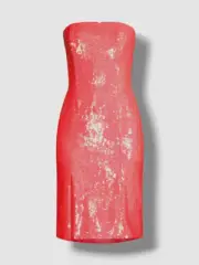 $265 Aidan Mattox Womens Pink Strapless Sequin Front Slit Dress Size 8