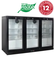 Bar Fridge Three Glass Sliding Door 339L Exquisite Takeaway Restaurant