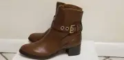 Chloe VITELLO BIKER Buckle Bootie Boots NEW Size 40.5 shoes WOOD BROWN NEW NIB