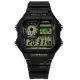 【CASIO 卡西歐】電子液晶 計時碼錶 世界時間 防水100米 橡膠手錶 黑色 40mm(AE-1200WH-1B)